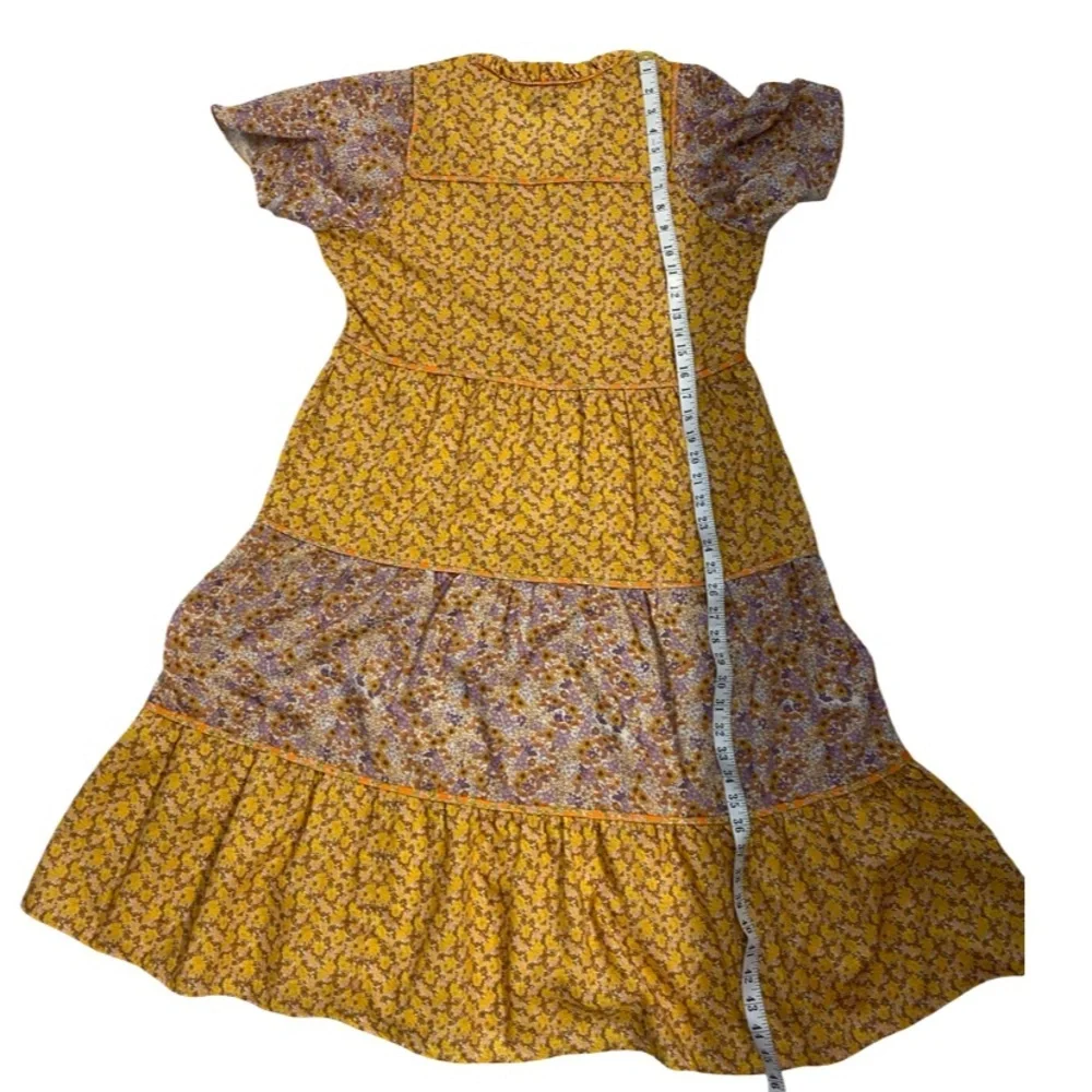 Lollys Laundry Godwin Floral Midi Dress Yellow Multicolor Size Large Pit 21 - Picture 12 of 17